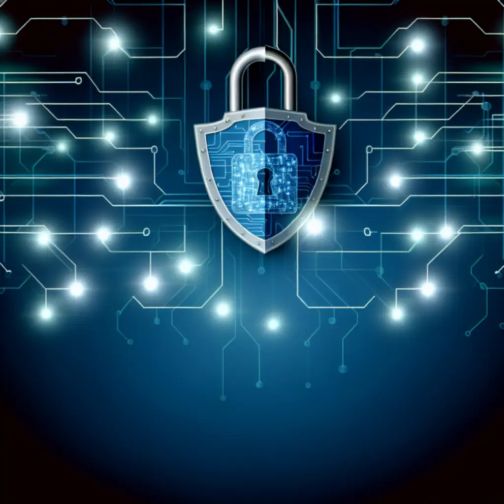 Abstracte beveiligingsafbeelding met slot en schild