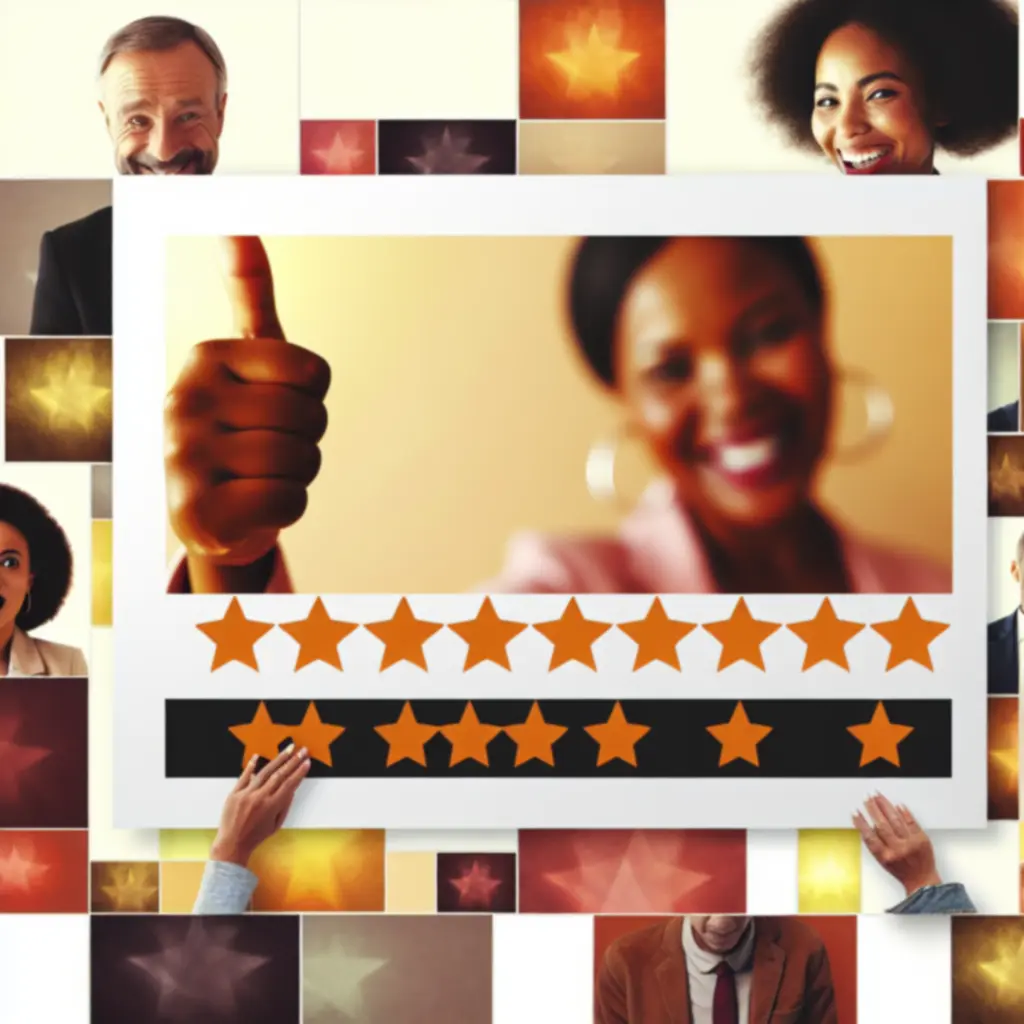 Tevreden klant bekijkt beoordelingen